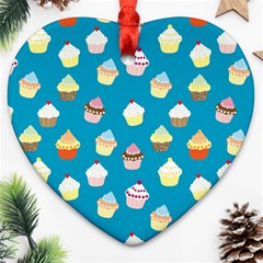 Cupcakes Pattern Ornament (heart) by Valentinaart