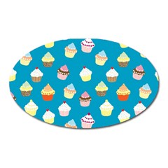 Cupcakes Pattern Oval Magnet by Valentinaart