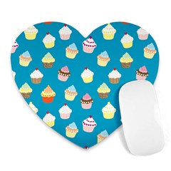 Cupcakes Pattern Heart Mousepads by Valentinaart