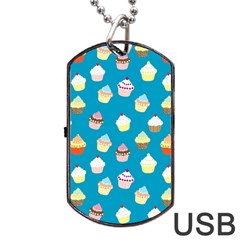 Cupcakes Pattern Dog Tag Usb Flash (two Sides) by Valentinaart