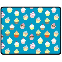 Cupcakes Pattern Double Sided Fleece Blanket (medium)  by Valentinaart