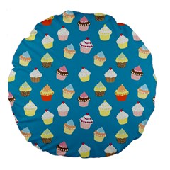 Cupcakes Pattern Large 18  Premium Flano Round Cushions by Valentinaart