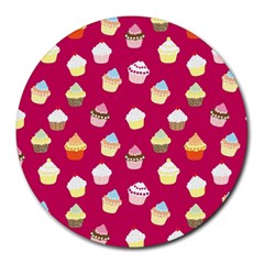 Cupcakes Pattern Round Mousepads by Valentinaart