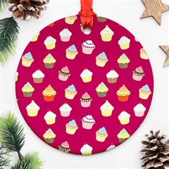 Cupcakes Pattern Ornament (round)