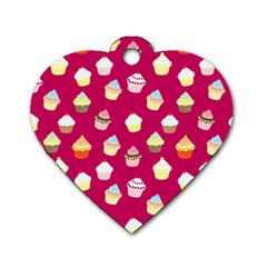 Cupcakes Pattern Dog Tag Heart (two Sides) by Valentinaart