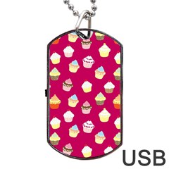 Cupcakes Pattern Dog Tag Usb Flash (two Sides) by Valentinaart