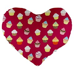 Cupcakes Pattern Large 19  Premium Heart Shape Cushions by Valentinaart