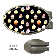 Cupcakes Pattern Money Clips (oval)  by Valentinaart