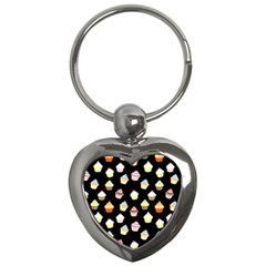 Cupcakes Pattern Key Chains (heart)  by Valentinaart