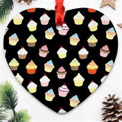 Cupcakes Pattern Heart Ornament (two Sides) by Valentinaart