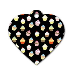 Cupcakes Pattern Dog Tag Heart (one Side) by Valentinaart