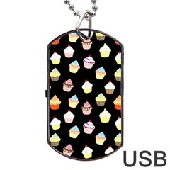 Cupcakes Pattern Dog Tag Usb Flash (two Sides) by Valentinaart