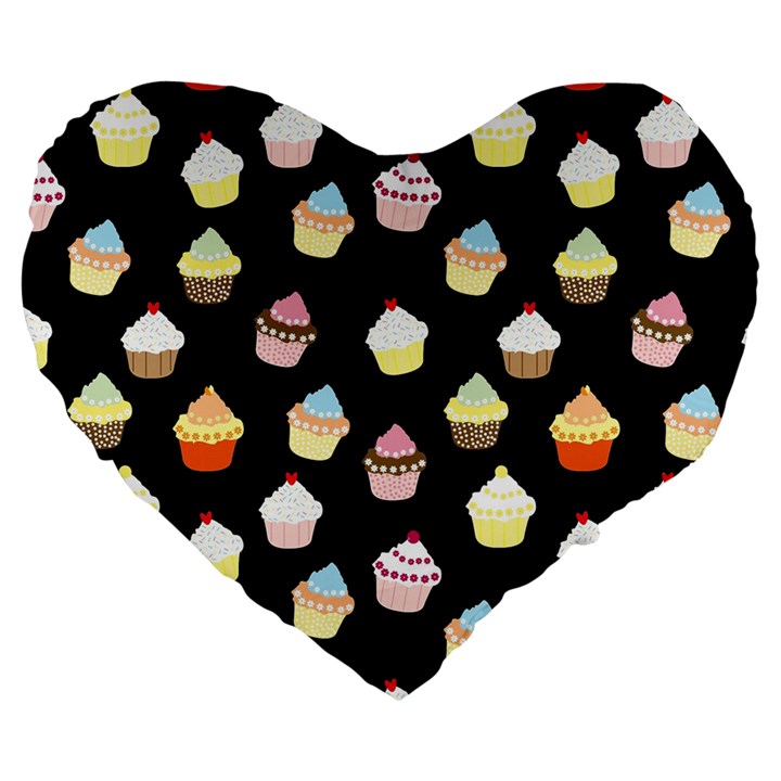 Cupcakes pattern Large 19  Premium Heart Shape Cushions