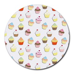 Cupcakes Pattern Round Mousepads by Valentinaart