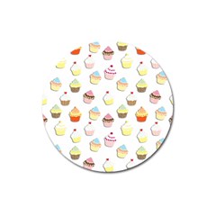 Cupcakes Pattern Magnet 3  (round) by Valentinaart