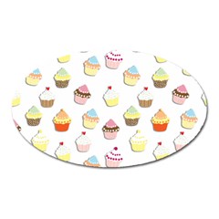 Cupcakes Pattern Oval Magnet by Valentinaart