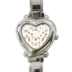 Cupcakes Pattern Heart Italian Charm Watch by Valentinaart