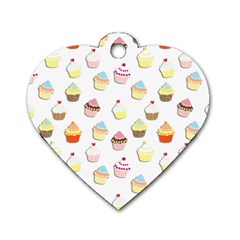 Cupcakes Pattern Dog Tag Heart (one Side) by Valentinaart