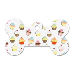 Cupcakes Pattern Dog Tag Bone (one Side) by Valentinaart