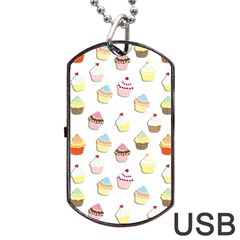 Cupcakes Pattern Dog Tag Usb Flash (two Sides) by Valentinaart