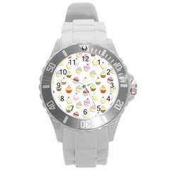 Cupcakes Pattern Round Plastic Sport Watch (l) by Valentinaart