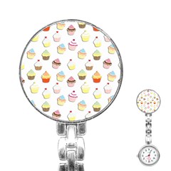 Cupcakes Pattern Stainless Steel Nurses Watch by Valentinaart