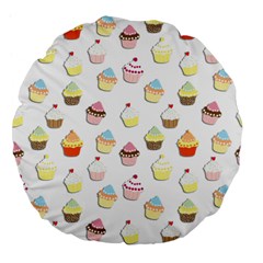 Cupcakes Pattern Large 18  Premium Flano Round Cushions by Valentinaart