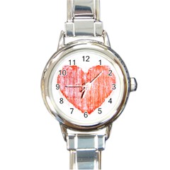 Pop Art Style Grunge Graphic Heart Round Italian Charm Watch by dflcprints