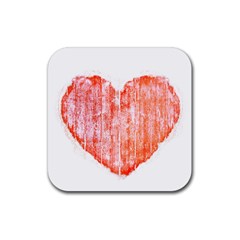 Pop Art Style Grunge Graphic Heart Rubber Coaster (square)  by dflcprints