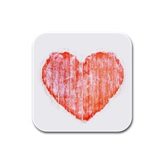 Pop Art Style Grunge Graphic Heart Rubber Square Coaster (4 Pack)  by dflcprints