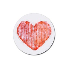 Pop Art Style Grunge Graphic Heart Rubber Coaster (round)  by dflcprints