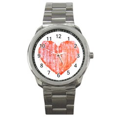 Pop Art Style Grunge Graphic Heart Sport Metal Watch by dflcprints