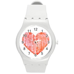 Pop Art Style Grunge Graphic Heart Round Plastic Sport Watch (m) by dflcprints