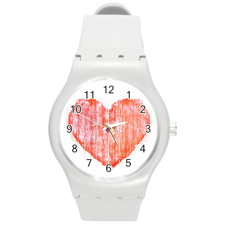 Pop Art Style Grunge Graphic Heart Round Plastic Sport Watch (M)