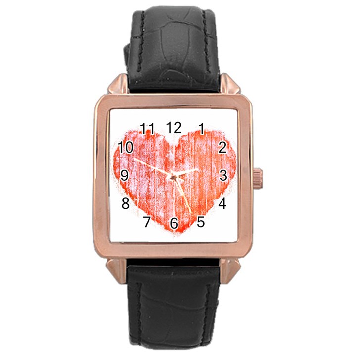 Pop Art Style Grunge Graphic Heart Rose Gold Leather Watch 