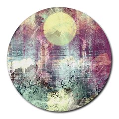 Frosty Pale Moon Round Mousepads by digitaldivadesigns