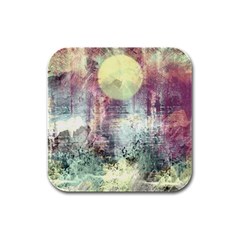 Frosty Pale Moon Rubber Square Coaster (4 Pack)  by digitaldivadesigns