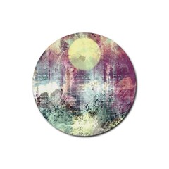 Frosty Pale Moon Rubber Round Coaster (4 Pack)  by digitaldivadesigns