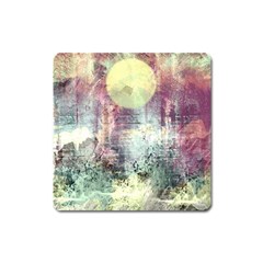 Frosty Pale Moon Square Magnet by digitaldivadesigns