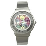 Frosty Pale Moon Stainless Steel Watch Front