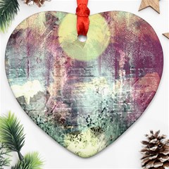 Frosty Pale Moon Heart Ornament (two Sides) by digitaldivadesigns