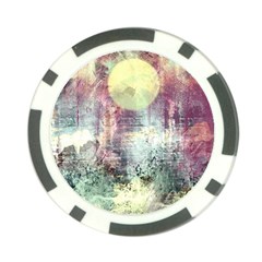 Frosty Pale Moon Poker Chip Card Guard by digitaldivadesigns