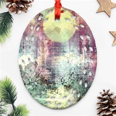 Frosty Pale Moon Ornament (oval Filigree) by digitaldivadesigns