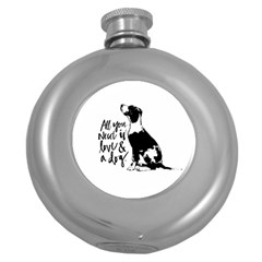 Dog Person Round Hip Flask (5 Oz) by Valentinaart