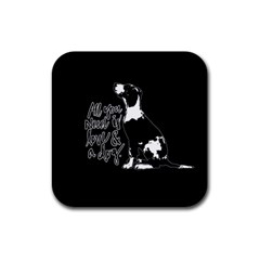 Dog Person Rubber Square Coaster (4 Pack)  by Valentinaart