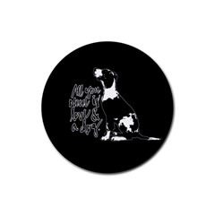 Dog Person Rubber Coaster (round)  by Valentinaart