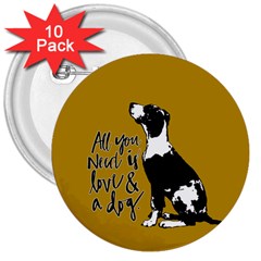 Dog Person 3  Buttons (10 Pack) 