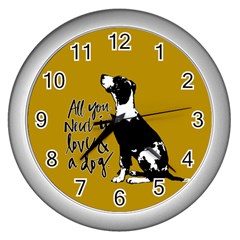 Dog Person Wall Clocks (silver)  by Valentinaart