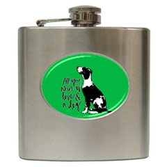 Dog Person Hip Flask (6 Oz) by Valentinaart