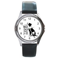 Dog Person Round Metal Watch by Valentinaart